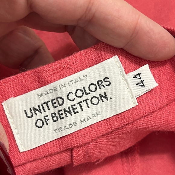 Vintage 80s United Colors of Benetton Wool Pleated High Waisted Shorts 8 Italy - Picture 2 of 13